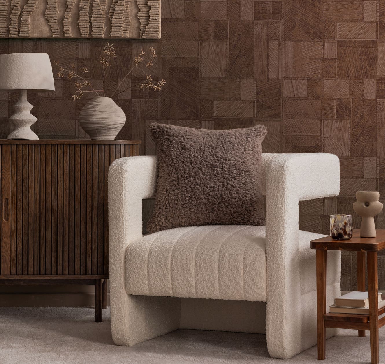 Обои Luna Круиз Палисандр CRZ10 010 10,05×1 фото в интерьере